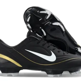 Chaussures de football Nike Black Gold à coupe basse avec empeigne synthétique crampons moulés pour terrain ferme