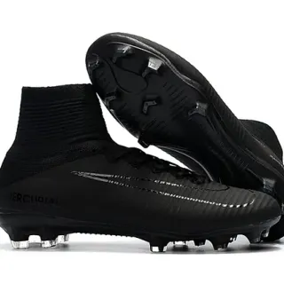 Nike Black High-Cut Sock-Fit Collar Textured Synthetic Upper Firm-Ground Soccer Shoes