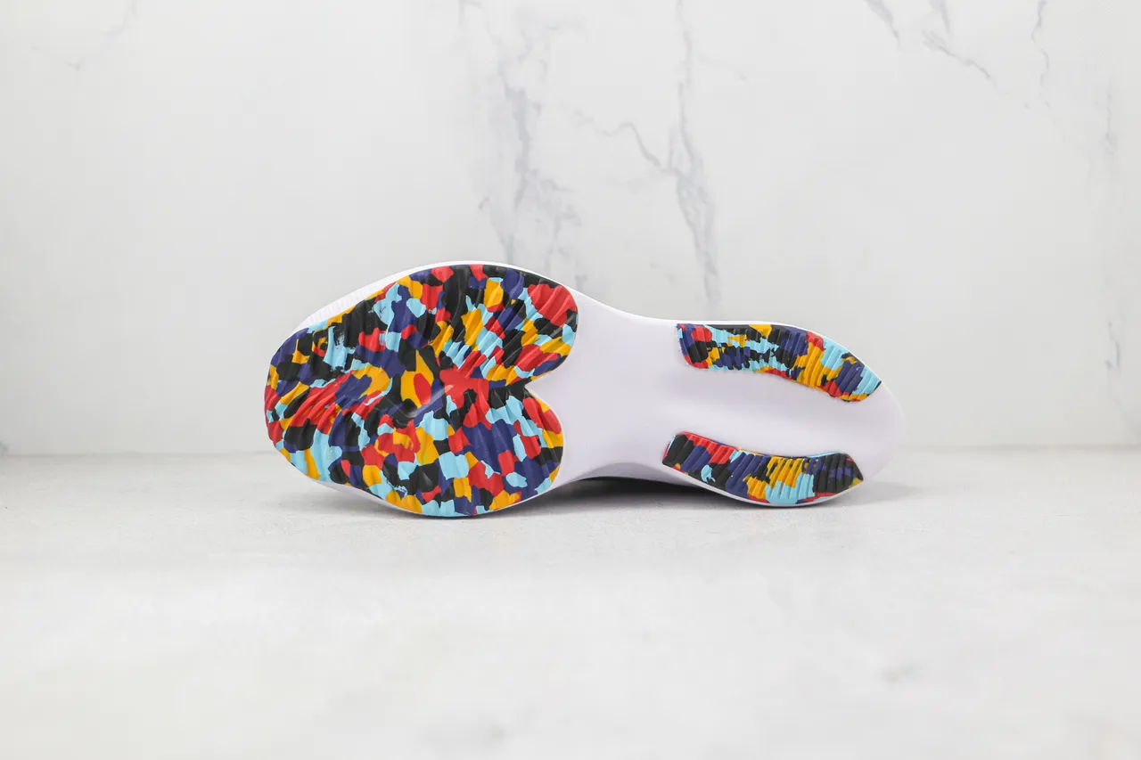 Nike Black Multicolor Engineered Mesh Upper Iridescent Rainbow Swoosh Running Shoes 4