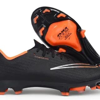 Nike Black Orange Flyweave Knit Upper Air Zoom Speed Plate Firm-Ground Soccer Shoes