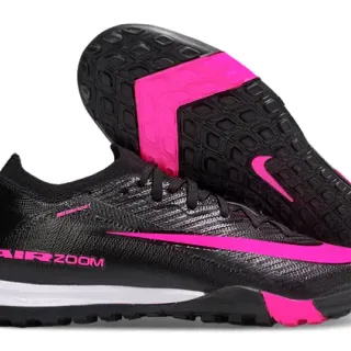 Nike Black Pink Knit Upper Textured Synthetic Overlay Turf Soccer Shoes