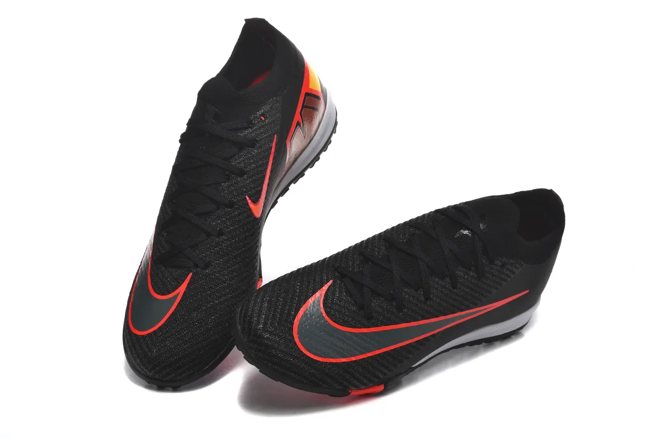 Nike Black Red Knit Sock-Fit Upper Low-Profile Outsole Turf Soccer Shoes 2