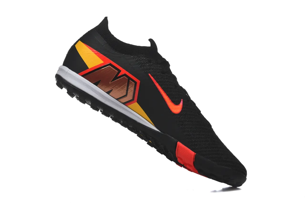 Nike Black Red Knit Sock-Fit Upper Low-Profile Outsole Turf Soccer Shoes 3