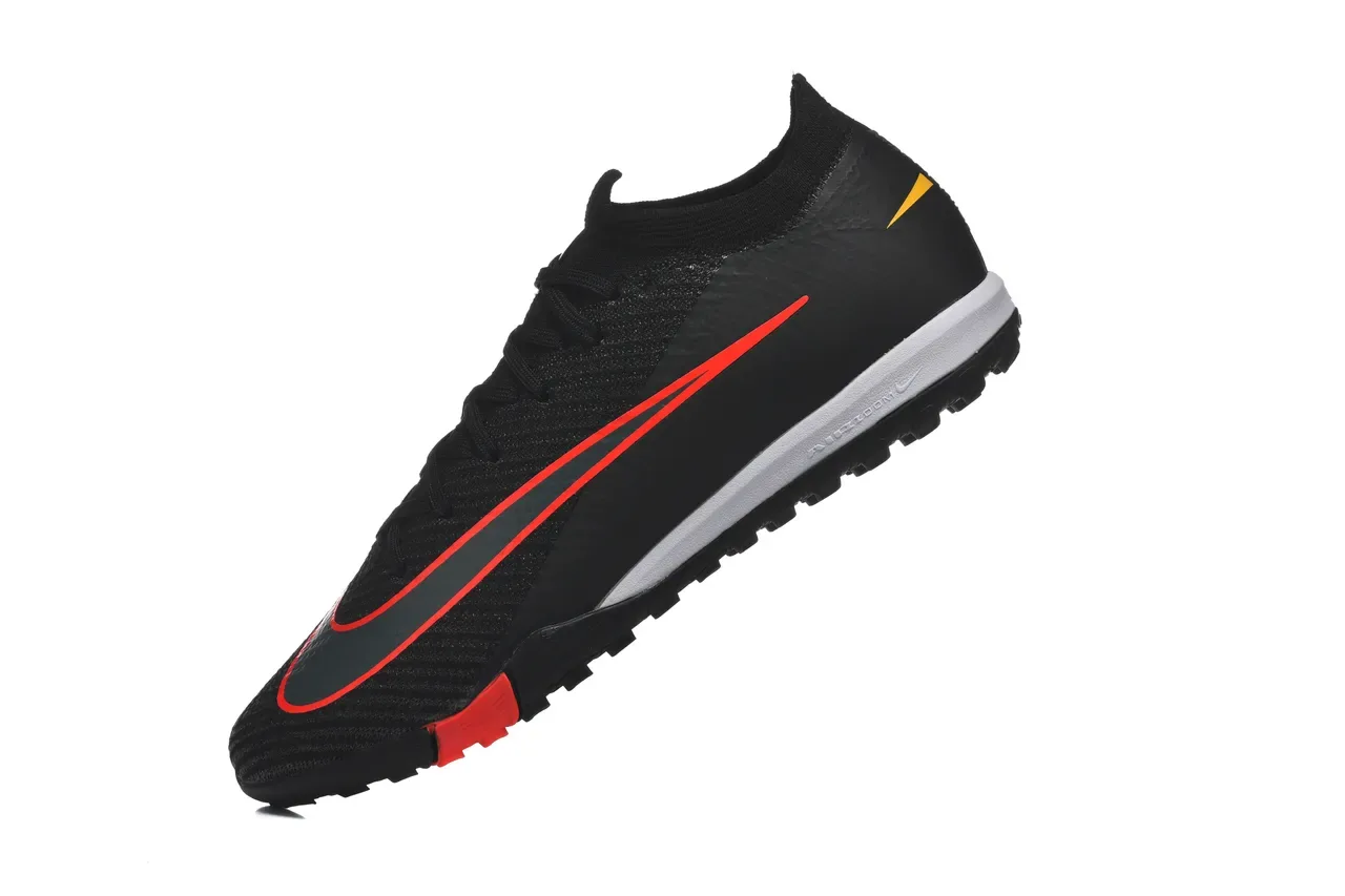 Nike Black Red Knit Sock-Fit Upper Low-Profile Outsole Turf Soccer Shoes 4