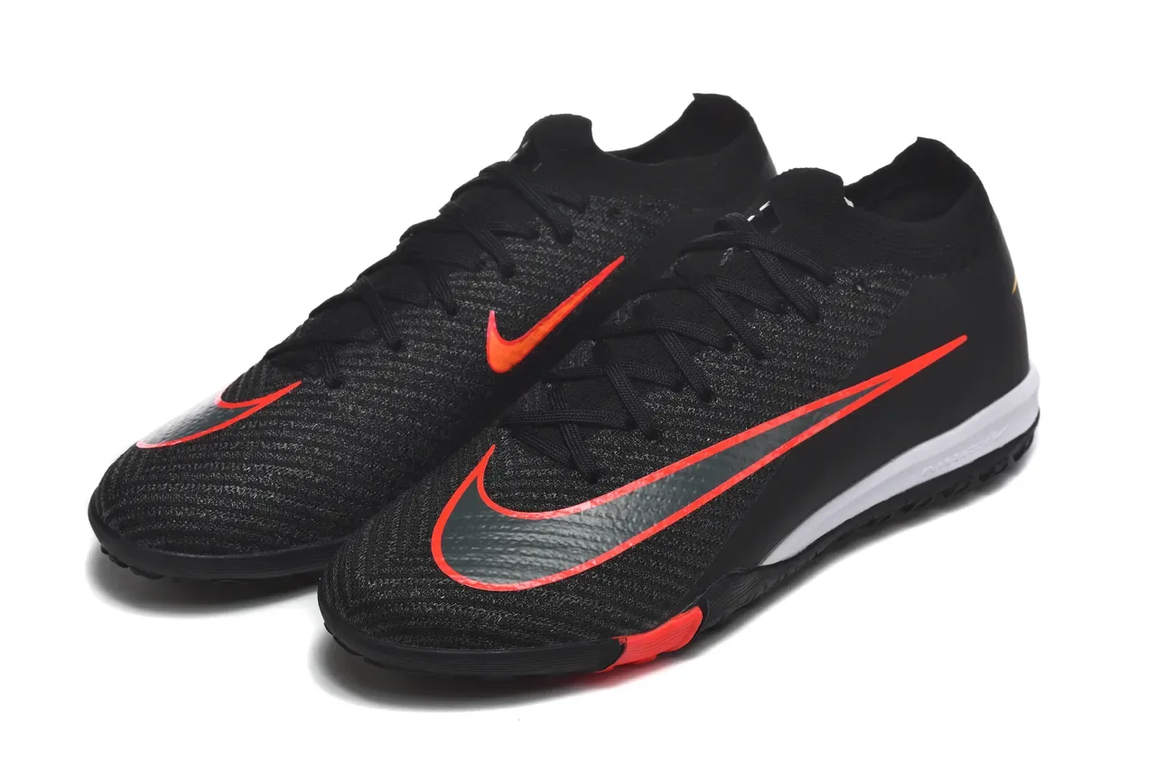 Nike Black Red Knit Sock-Fit Upper Low-Profile Outsole Turf Soccer Shoes 8