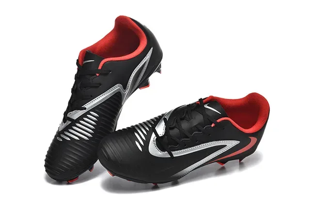 Nike Noir Rouge Bas Coude Haut Synthétique Texturé Avant-Pied Semelle Firme Chaussures de Football 2