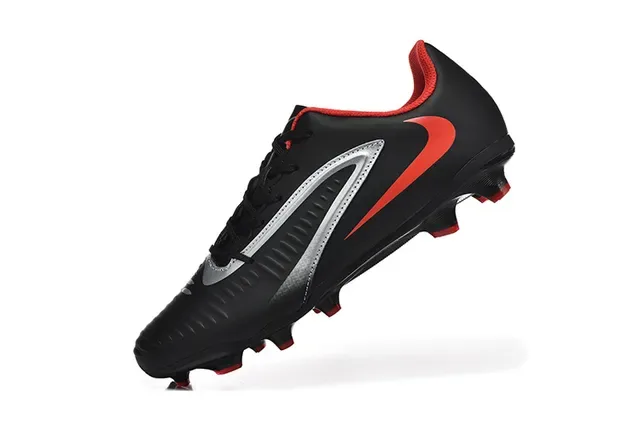 Nike Noir Rouge Bas Coude Haut Synthétique Texturé Avant-Pied Semelle Firme Chaussures de Football 4
