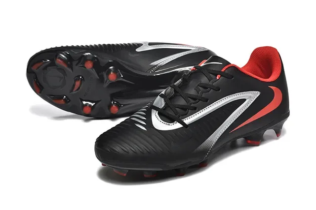 Nike Noir Rouge Bas Coude Haut Synthétique Texturé Avant-Pied Semelle Firme Chaussures de Football 6