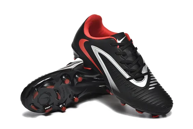Nike Noir Rouge Bas Coude Haut Synthétique Texturé Avant-Pied Semelle Firme Chaussures de Football 7