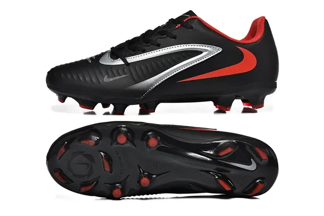 Nike Noir Rouge Bas Coude Haut Synthétique Texturé Avant-Pied Semelle Firme Chaussures de Football 9