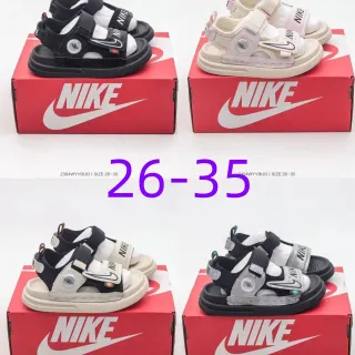 Nike أسود أبيض حزام مزدوج إغلاق فيلكرو وجه دائري لمسة نعال كاجوال
