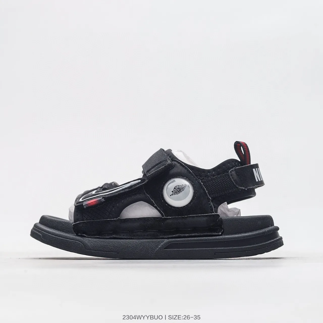 Nike أسود أبيض حزام مزدوج إغلاق فيلكرو وجه دائري لمسة نعال كاجوال 5