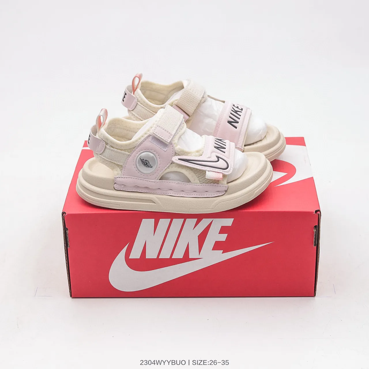 Nike أسود أبيض حزام مزدوج إغلاق فيلكرو وجه دائري لمسة نعال كاجوال 10