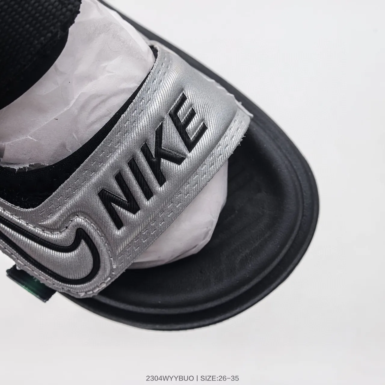 Nike أسود أبيض حزام مزدوج إغلاق فيلكرو وجه دائري لمسة نعال كاجوال 15