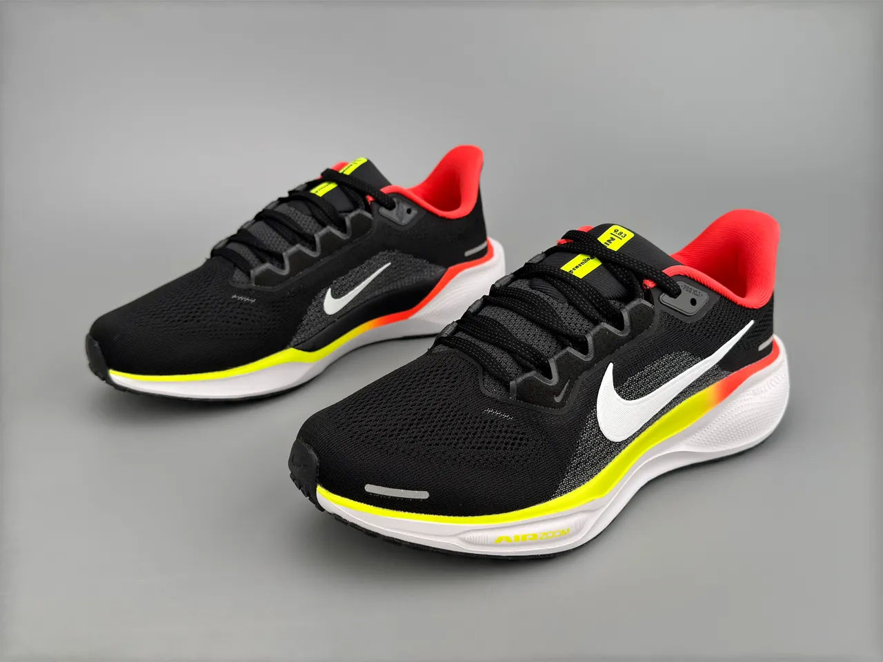 Nike Noir Jaune Matière Tressée Ingénierisée Supérieure Air Zoom Amortissement Chaussures de Course 9