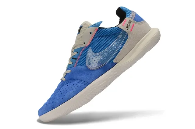 Nike Chaussures Bleues Beige Low Top Maille et Daim 3