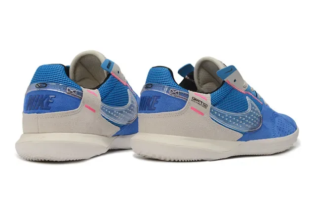 Nike Chaussures Bleues Beige Low Top Maille et Daim 5
