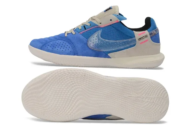 Nike Chaussures Bleues Beige Low Top Maille et Daim 6