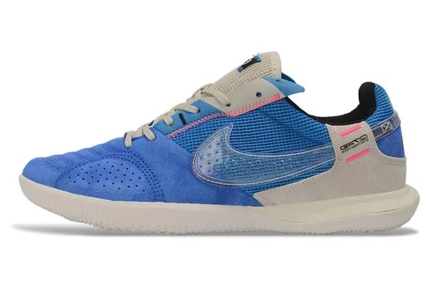 Nike Chaussures Bleues Beige Low Top Maille et Daim 7