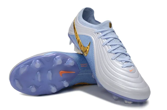 Nike Blue Gold 低帮袜套式针织合成中足笼硬地足球鞋 4