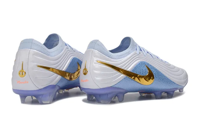 Nike Blue Gold 低帮袜套式针织合成中足笼硬地足球鞋 5
