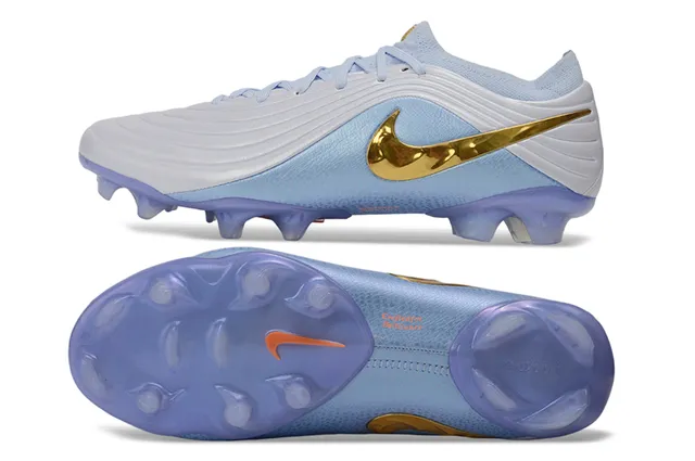 Nike Blue Gold 低帮袜套式针织合成中足笼硬地足球鞋 6