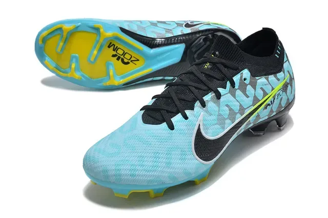 Nike Blue Gray Low-Cut Flyknit Upper Geometric Patterned Overlay Firm-Ground Soccer Shoes 3