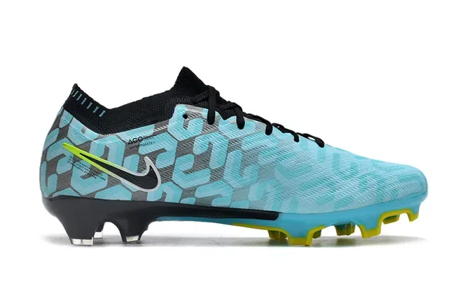 Nike Blue Gray Low-Cut Flyknit Upper Geometric Patterned Overlay Firm-Ground Soccer Shoes 5