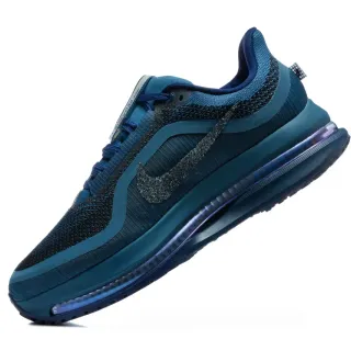 Nike Blue Navy Engineered Knit Upper Full-Length Visible Air Unit Sneakers