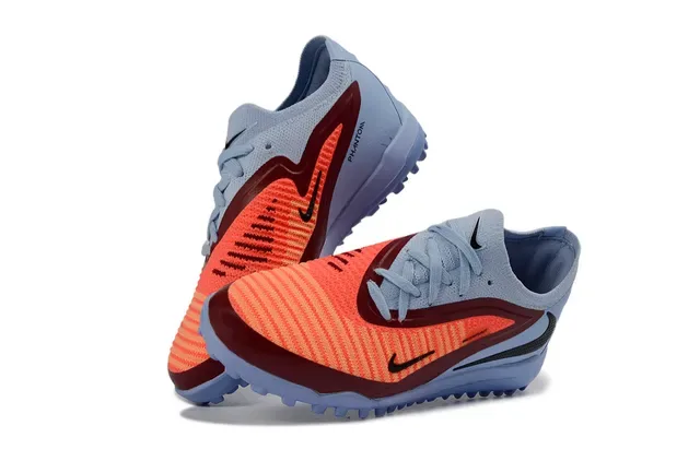 Nike Blue Orange Low-Cut Knit-and-Synthetic Upper Turf Soccer Shoes 2