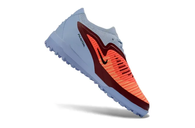 Nike Blue Orange Low-Cut Knit-and-Synthetic Upper Turf Soccer Shoes 3