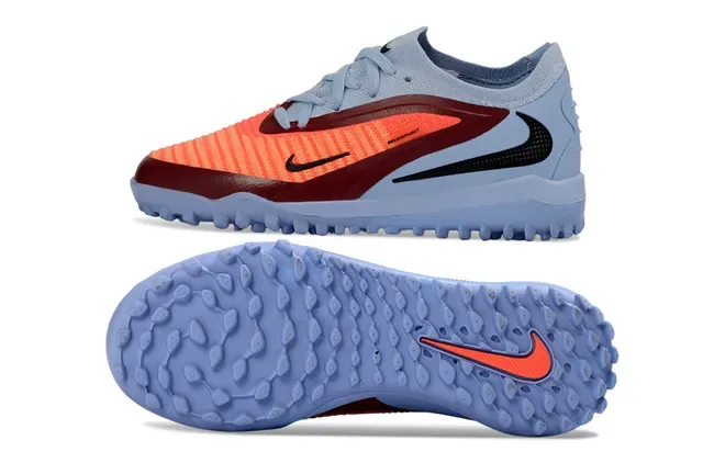 Nike Blue Orange Low-Cut Knit-and-Synthetic Upper Turf Soccer Shoes 5