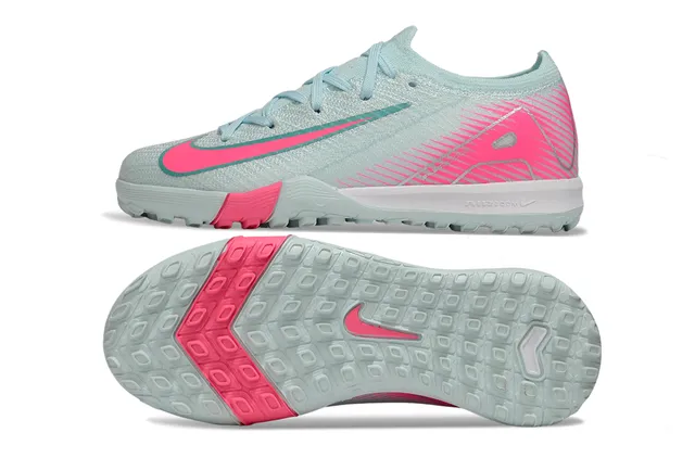 Nike Blue Pink Knit Upper Dynamic Graphic Overlay Turf Soccer Shoes 4