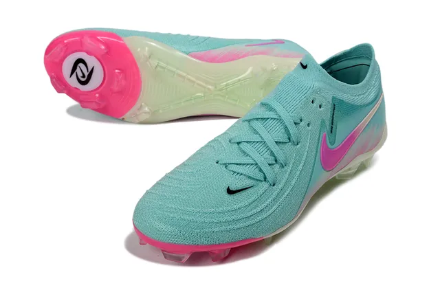 Nike Azul Rosa Upper de Knit Cuello Sock-Fit Suela para Firm Ground Zapatos de fútbol 4