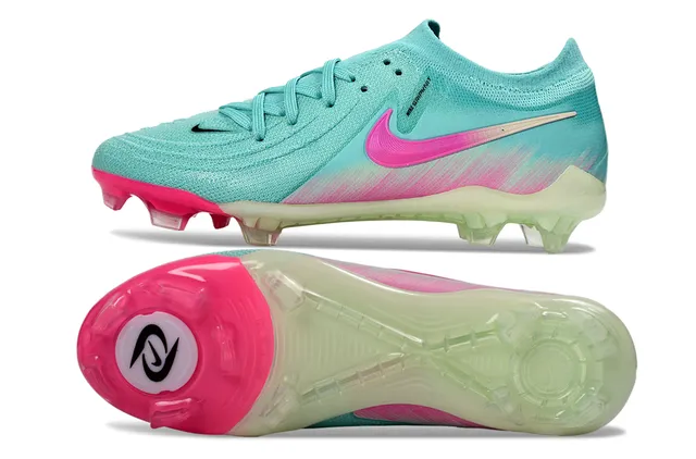 Nike Azul Rosa Upper de Knit Cuello Sock-Fit Suela para Firm Ground Zapatos de fútbol 6