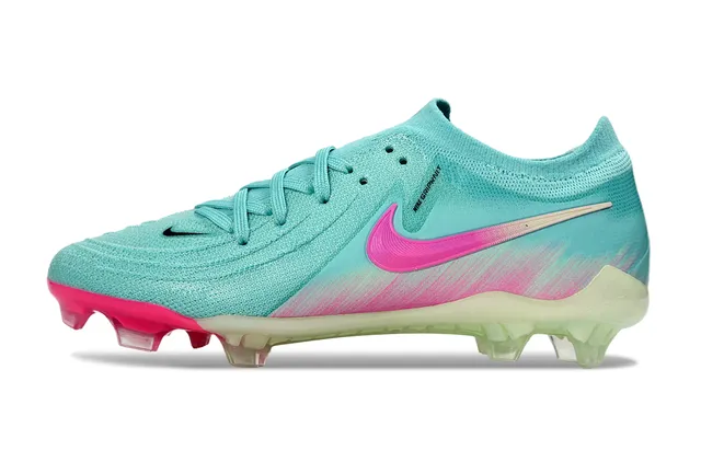Nike Azul Rosa Upper de Knit Cuello Sock-Fit Suela para Firm Ground Zapatos de fútbol 7
