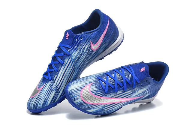 Nike Blue Pink Low-Cut Synthetic Upper Textured Wave-Patterned Knit Turf Soccer Shoes 2