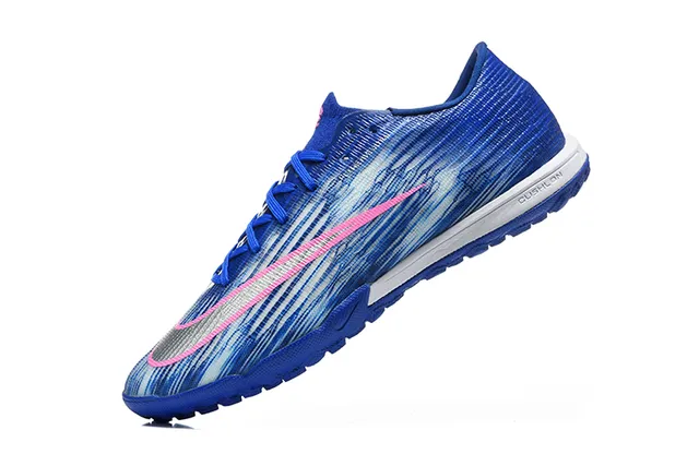 Nike Blue Pink Low-Cut Synthetic Upper Textured Wave-Patterned Knit Turf Soccer Shoes 4