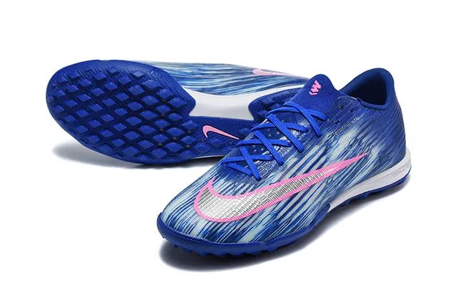 Nike Blue Pink Low-Cut Synthetic Upper Textured Wave-Patterned Knit Turf Soccer Shoes 6