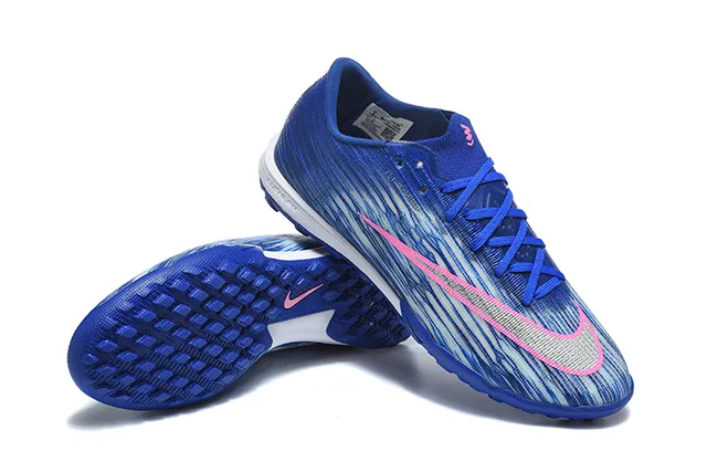Nike Blue Pink Low-Cut Synthetic Upper Textured Wave-Patterned Knit Turf Soccer Shoes 7
