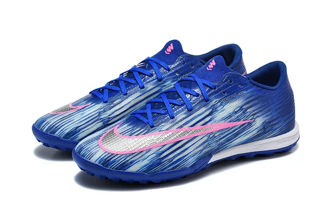 Nike Blue Pink Low-Cut Synthetic Upper Textured Wave-Patterned Knit Turf Soccer Shoes 8