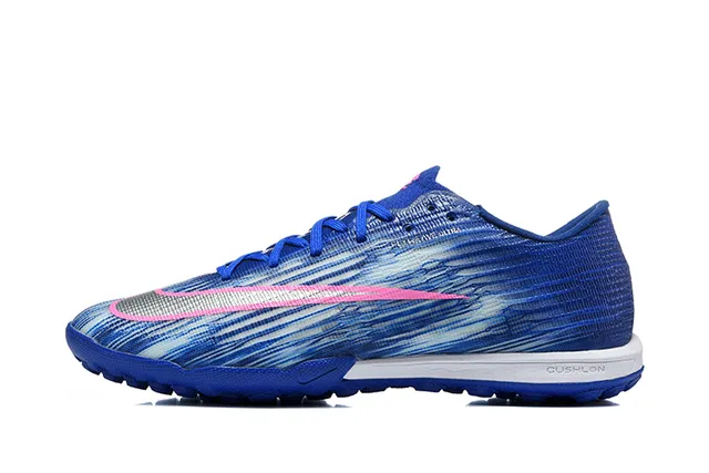 Nike Blue Pink Low-Cut Synthetic Upper Textured Wave-Patterned Knit Turf Soccer Shoes 10