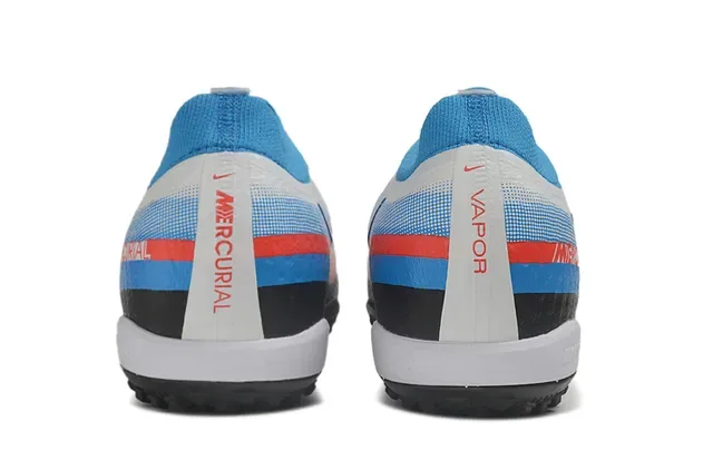 Nike Blue Red Low-Cut Knit Upper Synthetic Overlay Paneling Turf Soccer Shoes 4