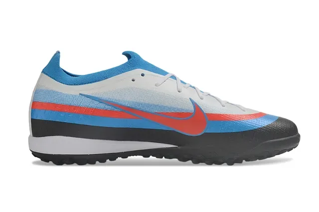 Nike Blue Red Low-Cut Knit Upper Synthetic Overlay Paneling Turf Soccer Shoes 7
