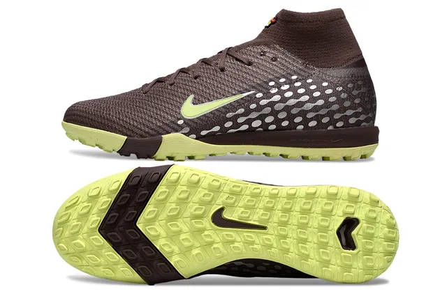 Nike Brown Green Sock-Fit Collar Flyknit Upper Turf Soccer Shoes 5
