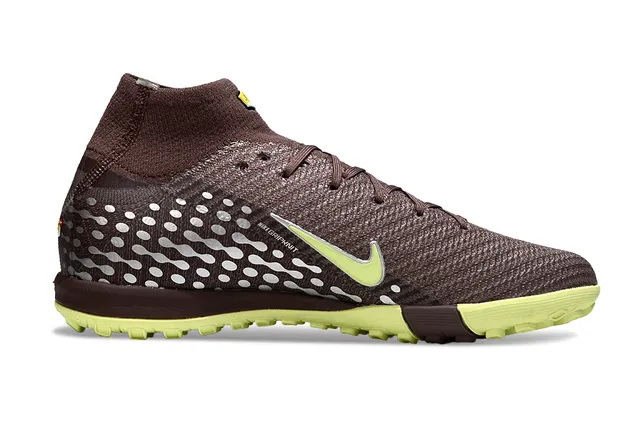 Nike Brown Green Sock-Fit Collar Flyknit Upper Turf Soccer Shoes 7