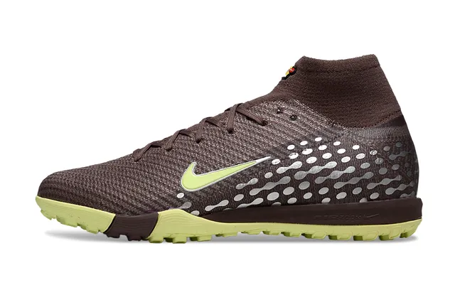 Nike Brown Green Sock-Fit Collar Flyknit Upper Turf Soccer Shoes 8