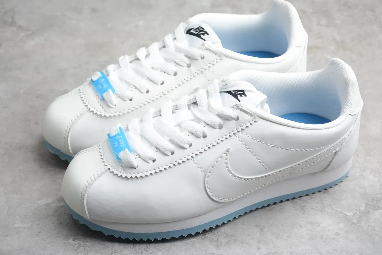 Nike Cortez White and Light Blue Lifestyle Sneakers 9