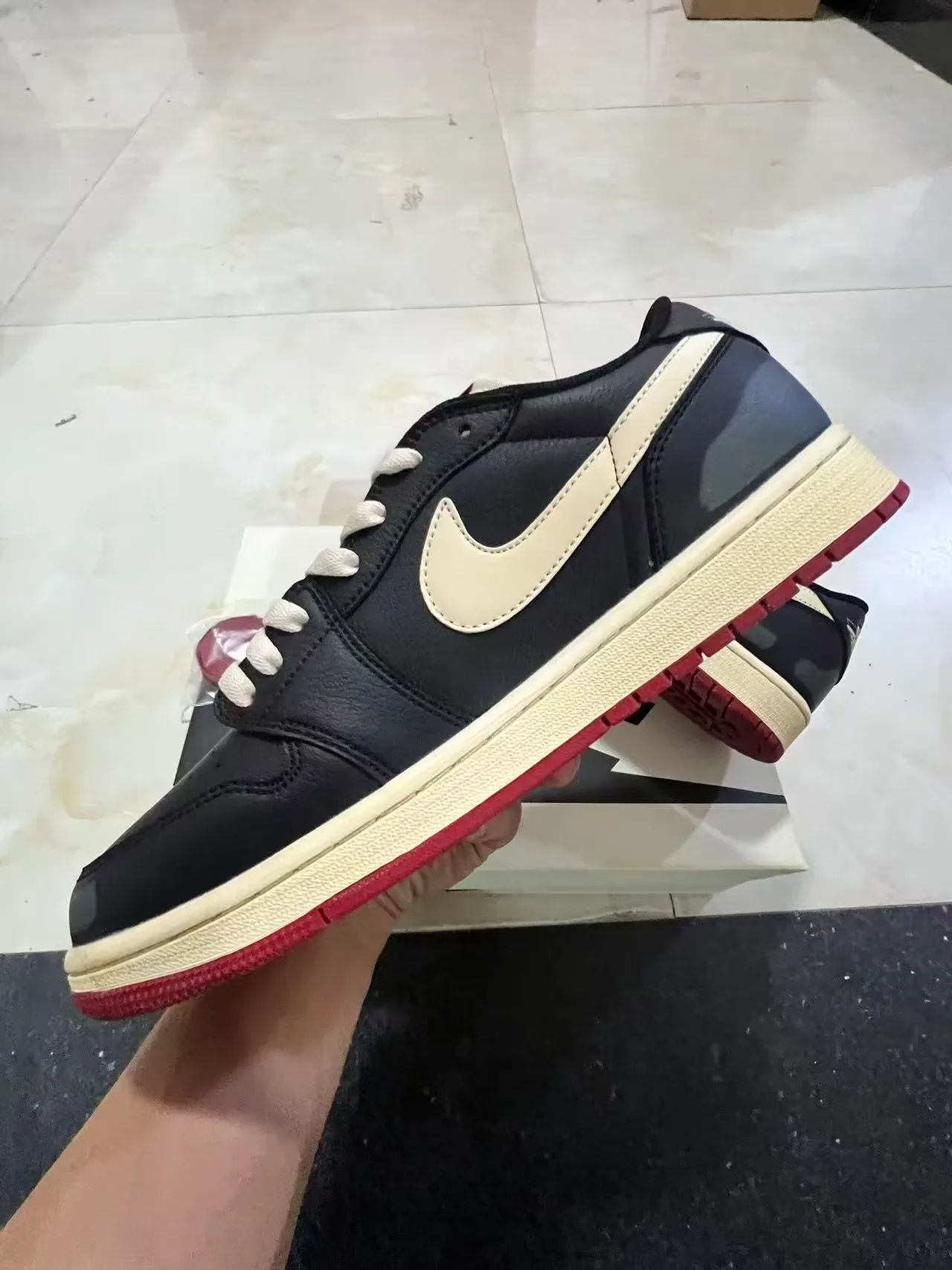 Nike Dunk Low Black Cream Red Lifestyle Sneakers 5