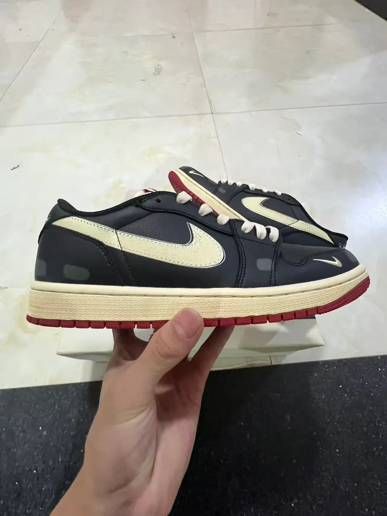 Nike Dunk Low Black Cream Red Lifestyle Sneakers 7